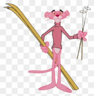 Pink Panther Off Skiing - Pink Panther Skiing Clipart