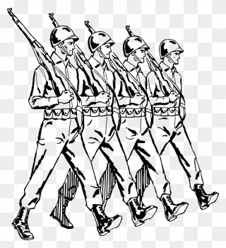 Free Clipart Of A Group Of Marching Army Soldiers - Soldiers Marching Clipart - Png Download