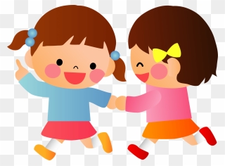 Children Girls Friends Clipart - 女の子 手 を つなぐ イラスト - Png Download