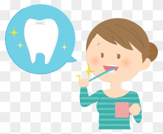Woman Tooth Brushing Clipart - 歯 を 磨く イラスト - Png Download