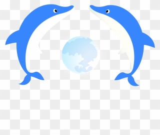 #ftestickers #clipart #cartoon #moon #dolphins #cute - Png Download