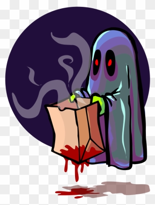 Scary Ghost Trick Or Treating - Clip Art - Png Download