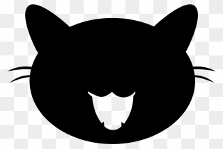 Black Cat Clipart Simple - Cat Head Vector Black - Png Download