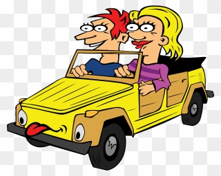Transparent Animated Car Png - Cartoon People In Cars Clipart