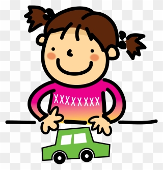 Girl Plays With A Toy Car Clipart - Png Download