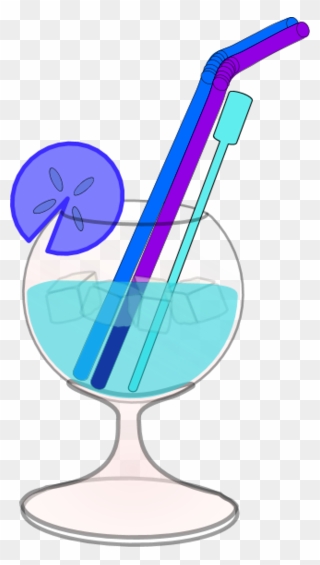 Glass Juice Straw Lemon Ice - Straw On The Glass Clipart - Png Download