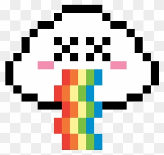 Rainbow Puking Cloud - Cute Pixel Speech Bubble Clipart