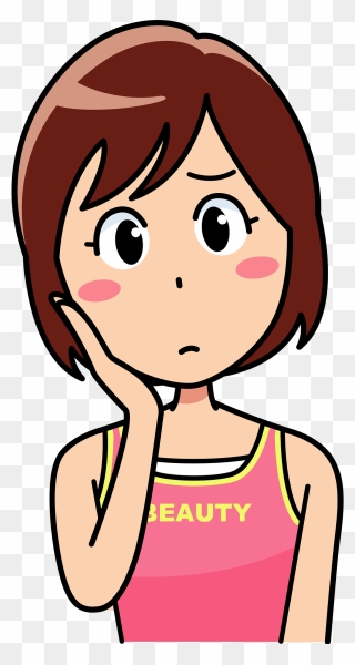 Woman Girl Thinking Clipart - フリー 素材 悩む 人 イラスト - Png Download