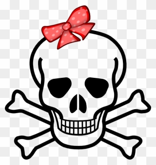 Girl Skull With Bow Svg Clip Arts - Skull And Crossbones - Png Download