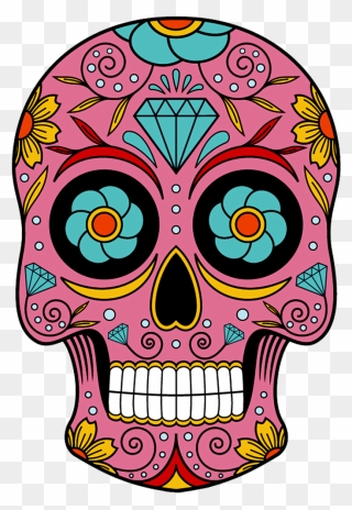 Death Clipart Easy Skull - Skull Day Of The Dead Pink - Png Download