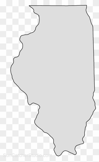 Illinois Map Outline Shape State Stencil Clip Art Scroll - Illinois Silhouette - Png Download