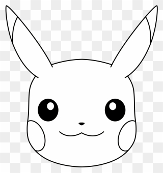Pikachu Clipart Black And White - Pikachu Face Coloring Page - Png Download