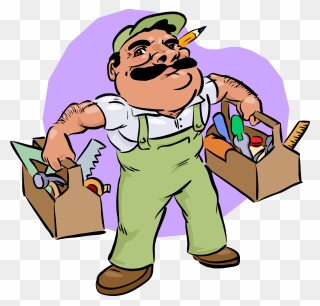 Carpenter Clipart Job - Maintenance Guy Cartoon - Png Download