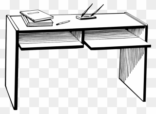 Desk Free Stock Photo Illustr - Clip Art Desk Black And White - Png Download
