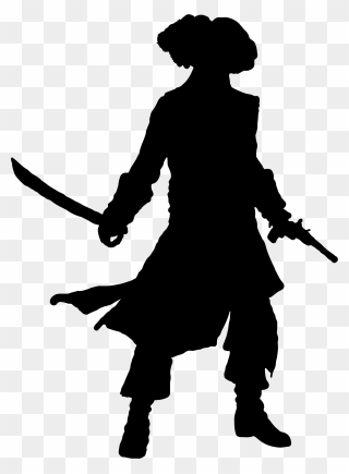Pirate With Gun And Sword Silhouette - Silhouette Pirate Clipart - Png Download