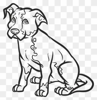 Pet Sitting Pit Bull Puppy Drawing - Cute Pitbull Cartoon Drawings Clipart