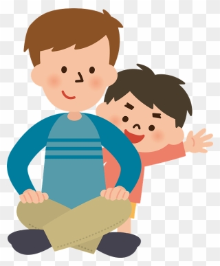 Father Son Child Clipart - お父さん 座り イラスト - Png Download