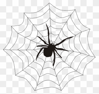 Spider In A Web Clipart - Png Download