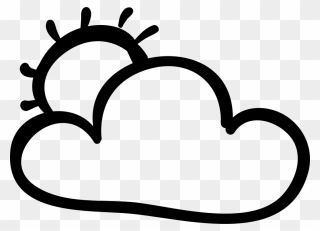 Cloud And Sun Hand - Clouds And Sun Outline Png Clipart