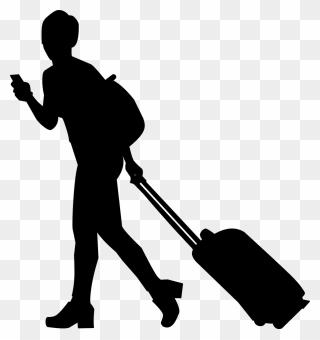 Departure - Child With Suitcase Silhouette Clipart
