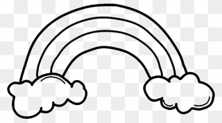 Line Art , Png Download - Cartoon Rainbow Clipart Black And White Transparent Png