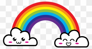 Transparent Cartoon Cloud Png - Rainbow With Clouds Clipart Png