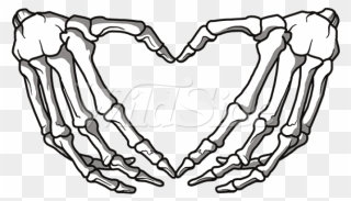 Drawing Of A Skeleton Hand - Skeleton Hands Making A Heart Clipart