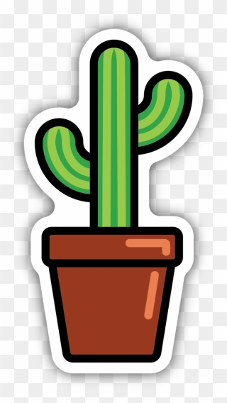 Cactus Sticker - Potted Cactus Stickers Clipart