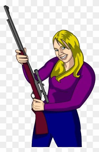Cuntry Girl With A Rifle Clipart - Caricature Of Woman With Gun - Png Download
