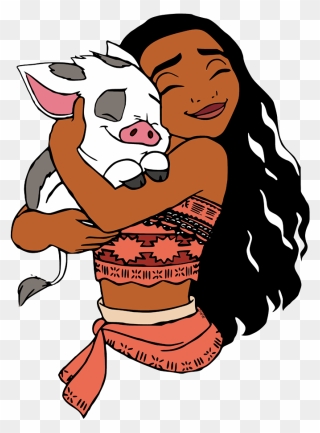 Moana With Her Pig Clipart