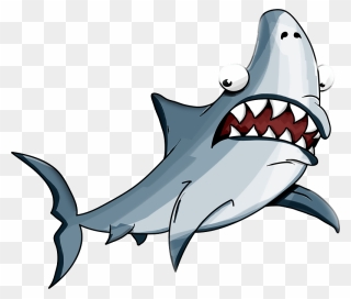 Funny Shark Clipart - Scared Shark Cartoon Transparent - Png Download