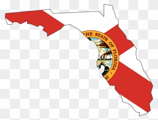 Picture - Florida Map With Flag Clipart