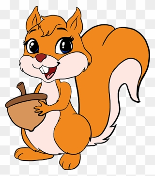 Cartoon Easy Cute Clipart Squirrel - Drawing Of Squirrel With Colour - Png Download