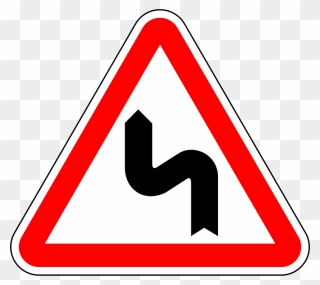 Singapore Signs Sign Warning Traffic In Road Clipart - Double Curve Sign - Png Download