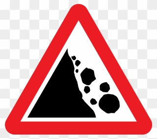 Clipart Uk Road Signs - Falling Rocks Warning Sign - Png Download