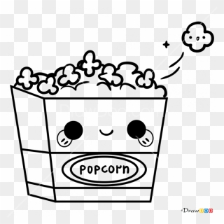 Kawaii Popcorn Drawing, Png Download - Popcorn Draw Clipart