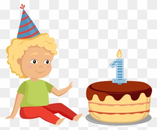 Birthday Boy With A Cake Clipart - Png Download