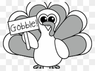 Cute Turkey Clipart Black And White - Png Download