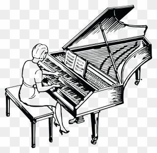 Free Clipart Of A Woman Playing A Piano- - Pianist Clipart Black And White - Png Download