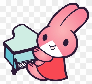 Rabbit Playing Piano Clipart - イラスト - Png Download