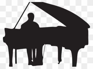 Transparent Piano Clipart Black And White - Man Playing Piano Silhouette - Png Download