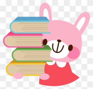Rabbit With Books Clipart - Cartoon - Png Download