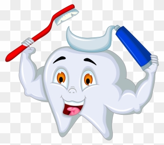 Toothbrush And Toothpaste Drawing - Draw A Tooth Holding A Tooth Brush Clipart