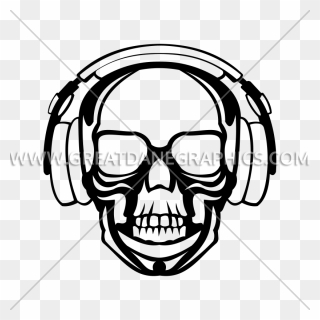 Skull With Headphones Production Ready Artwork For - Illustration Clipart
