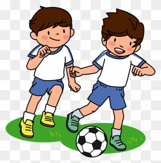 Schoolboys Soccer Football Clipart - Clipart Kids Playing Football Png Transparent Png