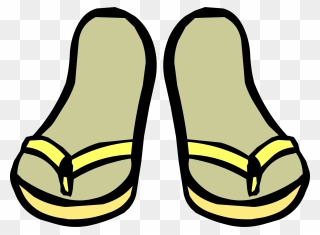 Sandal Clipart Yellow Shoe - Club Penguin Flip Flops - Png Download