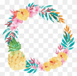 #tropical #summer #circleframe #flowers #pineapple - Tropical Leaves Summer Png Clipart