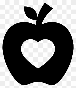 Apple Silhouette With Heart Shape Svg Png Icon Free - Apple With Heart Clipart Transparent Png