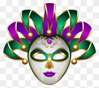 Green Purple Mask Transparent - Masks Mardi Gras Clip Art - Png Download
