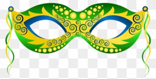 Free Png Download Green Yellow Carnival Mask Clipart - Mardi Gras Masks Clip Art Transparent Png